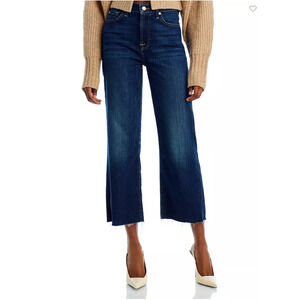7 FOR ALL MANKIND NWT Alexa Cropped Trouser Wide Leg Raw Hem Jean // 00
